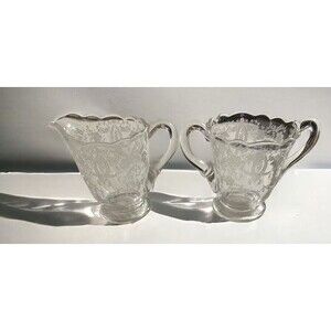 Vintage Baroque Chintz Crystal Cream and Sugar by Fostoria,